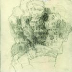 Closed Shape 7 | pencil and white lead on washi glued on board 24x22 cm, 2021